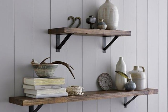 wooden shelves to make home more rustic