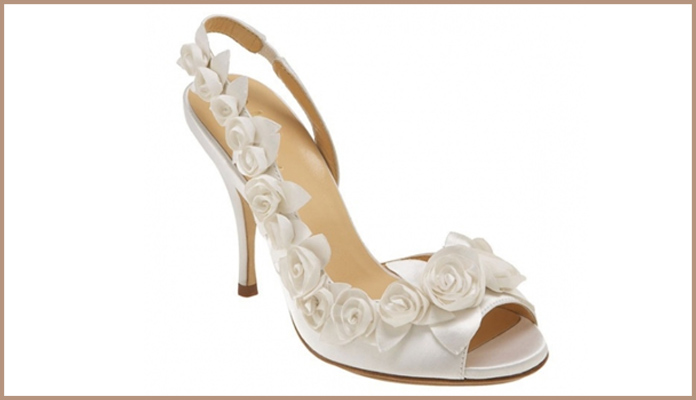 Bridal Sandals with Enthralling White Rose Pattern
