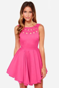 Pink Party Dress with a Unique Apple-Cut