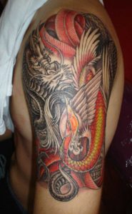 COLORFUL SNAKE & DRAGON TATTOO