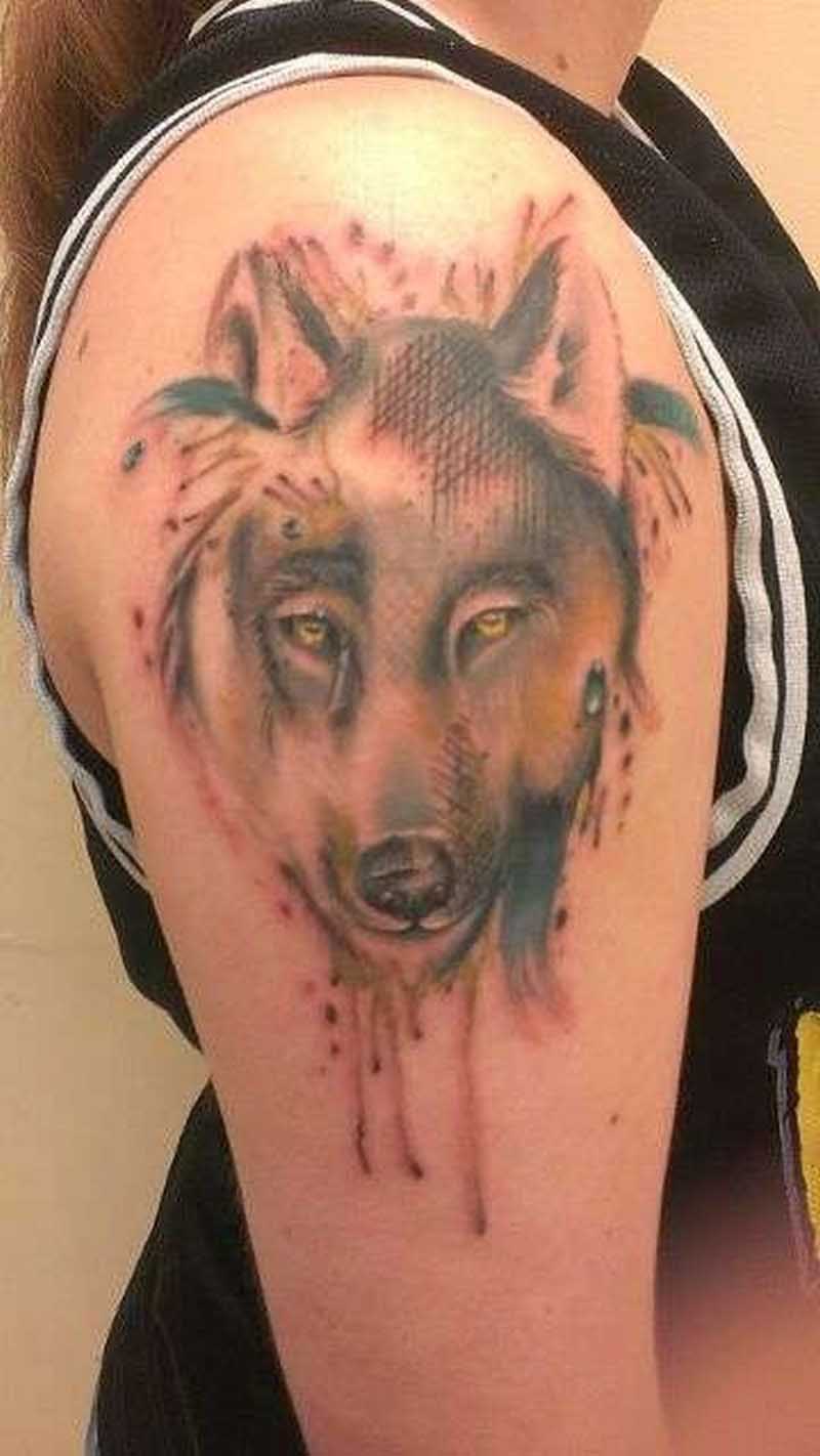 The Wolf Tattoo Appreciation Society  Strong triple wolf underboob piece  I hope this is on that three boobied chick from total recall  Facebook