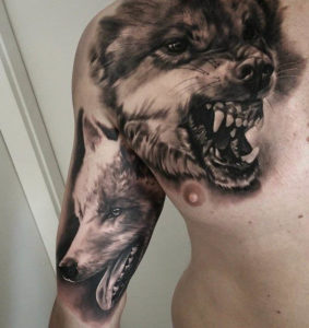Fiery Wolf Tattoo
