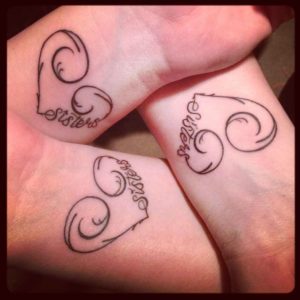3 sister heart tattoos