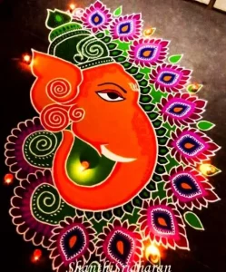 Cute Rangoli of Ganesh