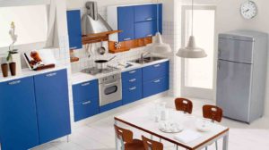 Blue and white kitchen