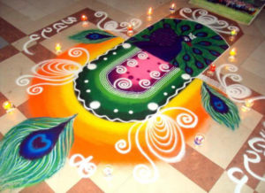 Colorful Janmashtami Rangoli Design