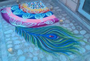 Crown of Krishna Rangoli Design