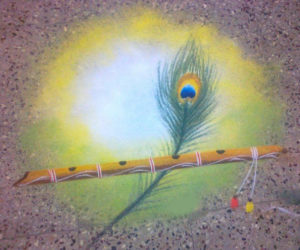 Flute of Krishna Rangoli Design