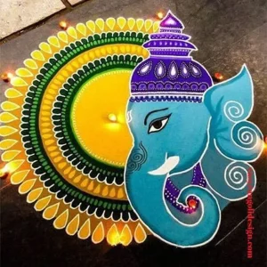 Color spray Rangoli of Ganesh Ji