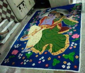 Radha Krishna Rangoli Design