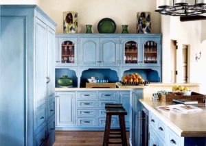 antique blue kitchen