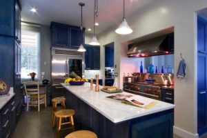 dark blue kitchen cabinets