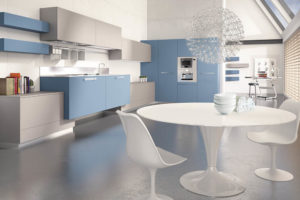 minimalist blue white kitchen theme