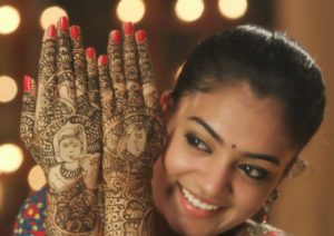 radha krishna back hand mehndi design