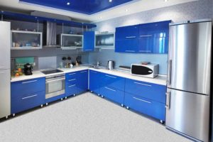 vintage blue glossy kitchen design