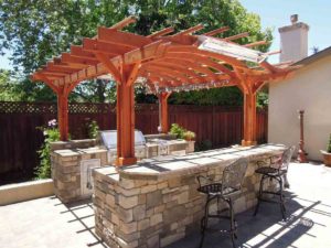 wooden-outdoor-kitchen-with-built-in-grill