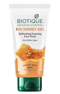 Biotique facewash used with almond oil for dark circles