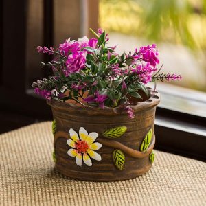 A handmade planter for indoor flowering plants