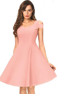 Pink Party Dress with a Unique Apple-Cut