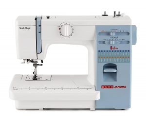 Usha Janome Automatic Stitch Magic 60-Watt Sewing Machine (White And Blue)